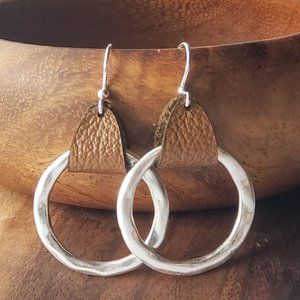 Handmade Leather hoop earrings
